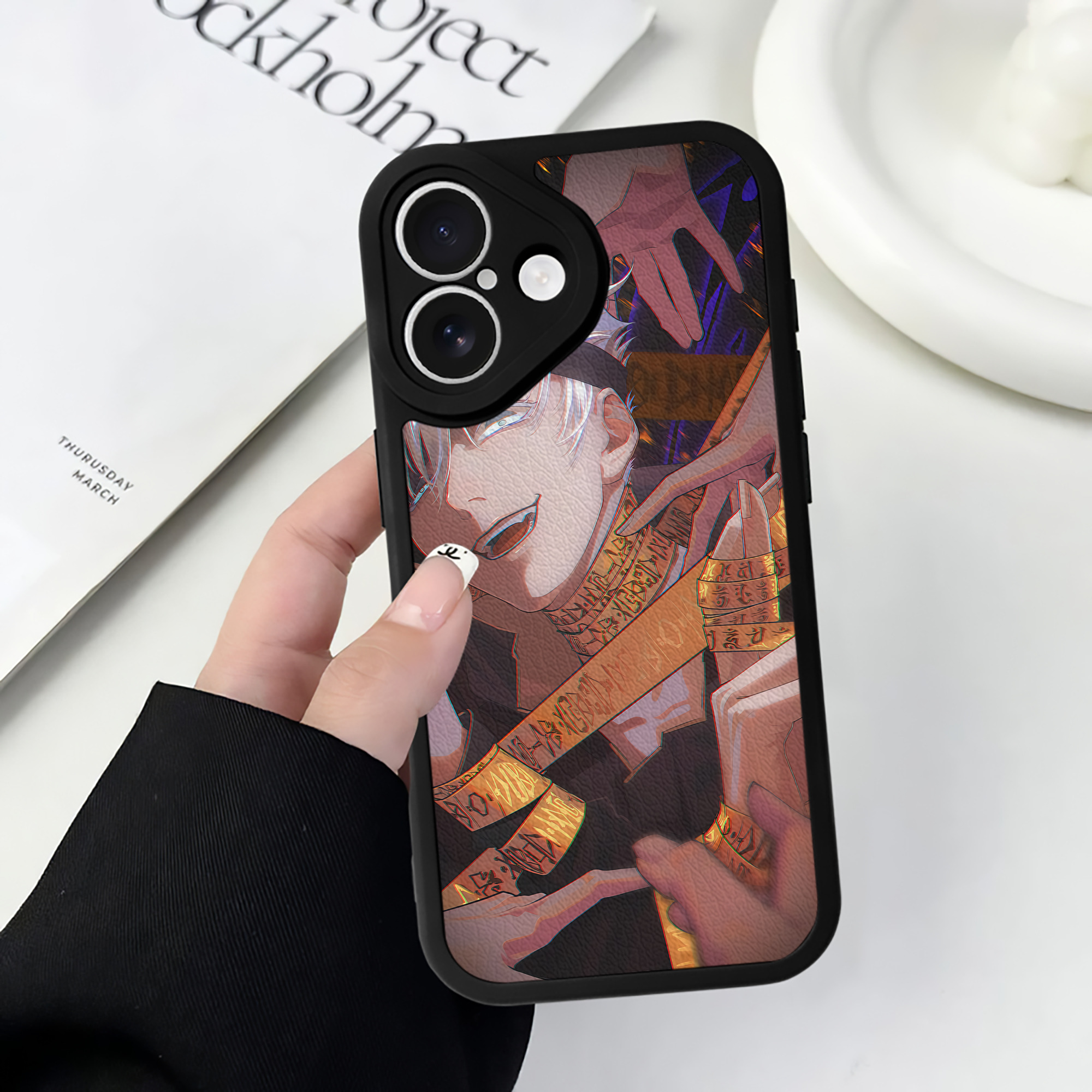 （画像用） 呪術廻戦 Jujutsu Kaisen 【iPhone 16シリーズ対応】シリコンスマホケース（レザー調） 材質：シリコン